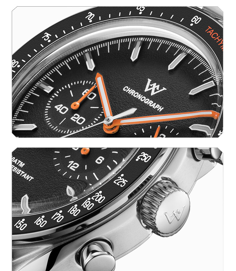 Men's Wristwatch for Men in their 40s and 50s, Chronograph Mechanical Quartz Movement with Calendar and Panda Design, WELLY MERCK WM191