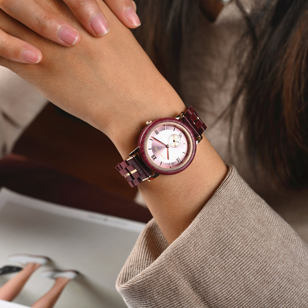 BOBO BIRD GT126 Wooden Watch for Women in Their 20s, 30s, and 40s, Quartz Movement with Small Seconds