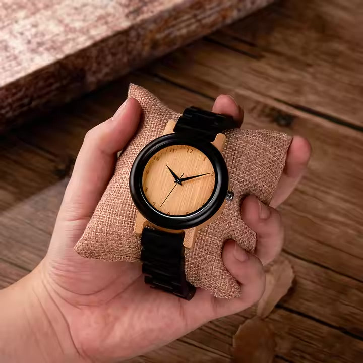 Pair watches for couples and married couples, wooden watches, bamboo, metal allergy-friendly, gift, Silkro
