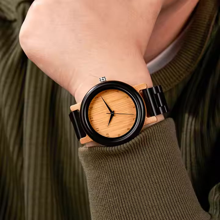 Pair watches for couples and married couples, wooden watches, bamboo, metal allergy-friendly, gift, Silkro