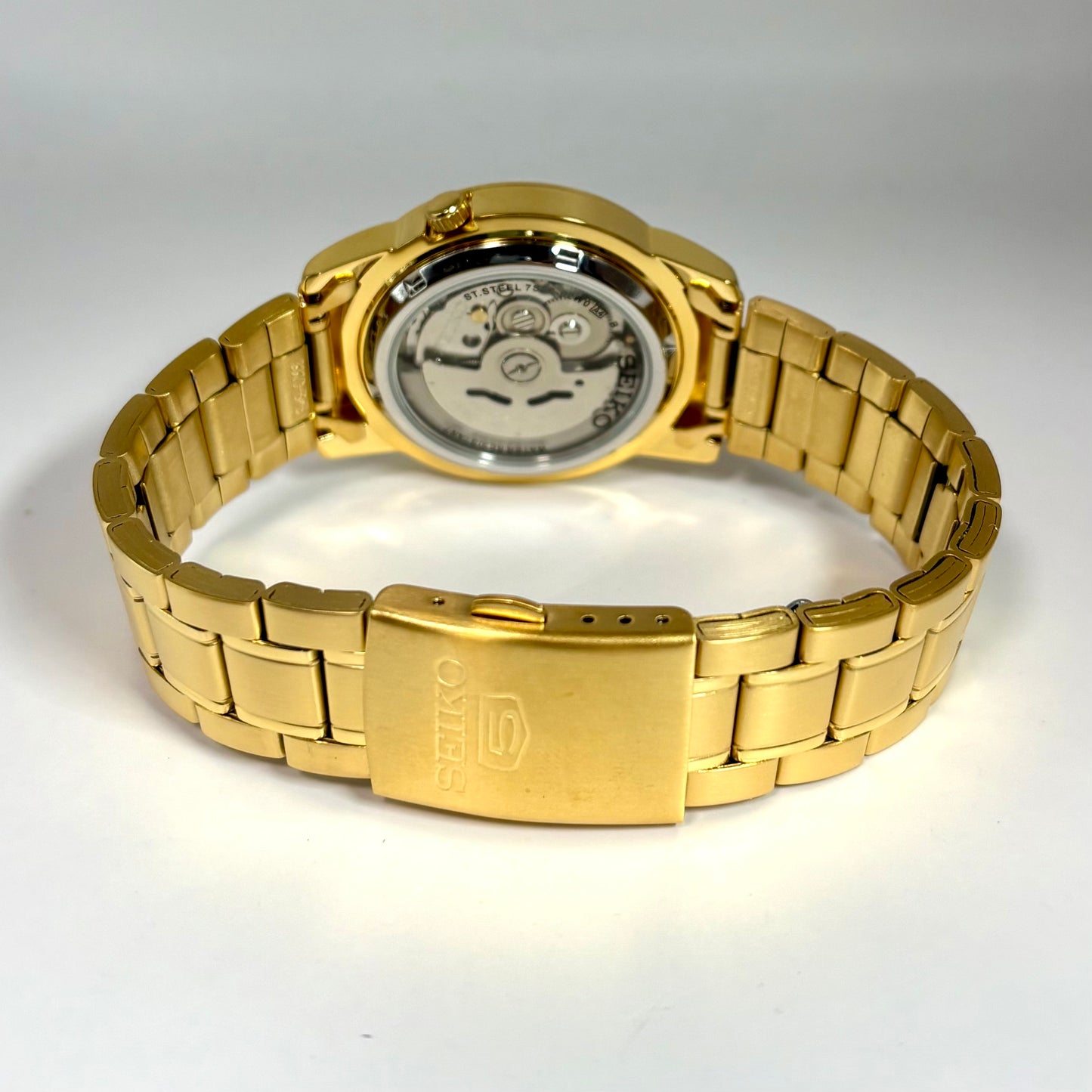 Seiko Men's Watch, Imported from Japan, Seiko 5 Automatic Mechanical Watch with Date and Day Display, Gold, 38mm, SNKK22K1