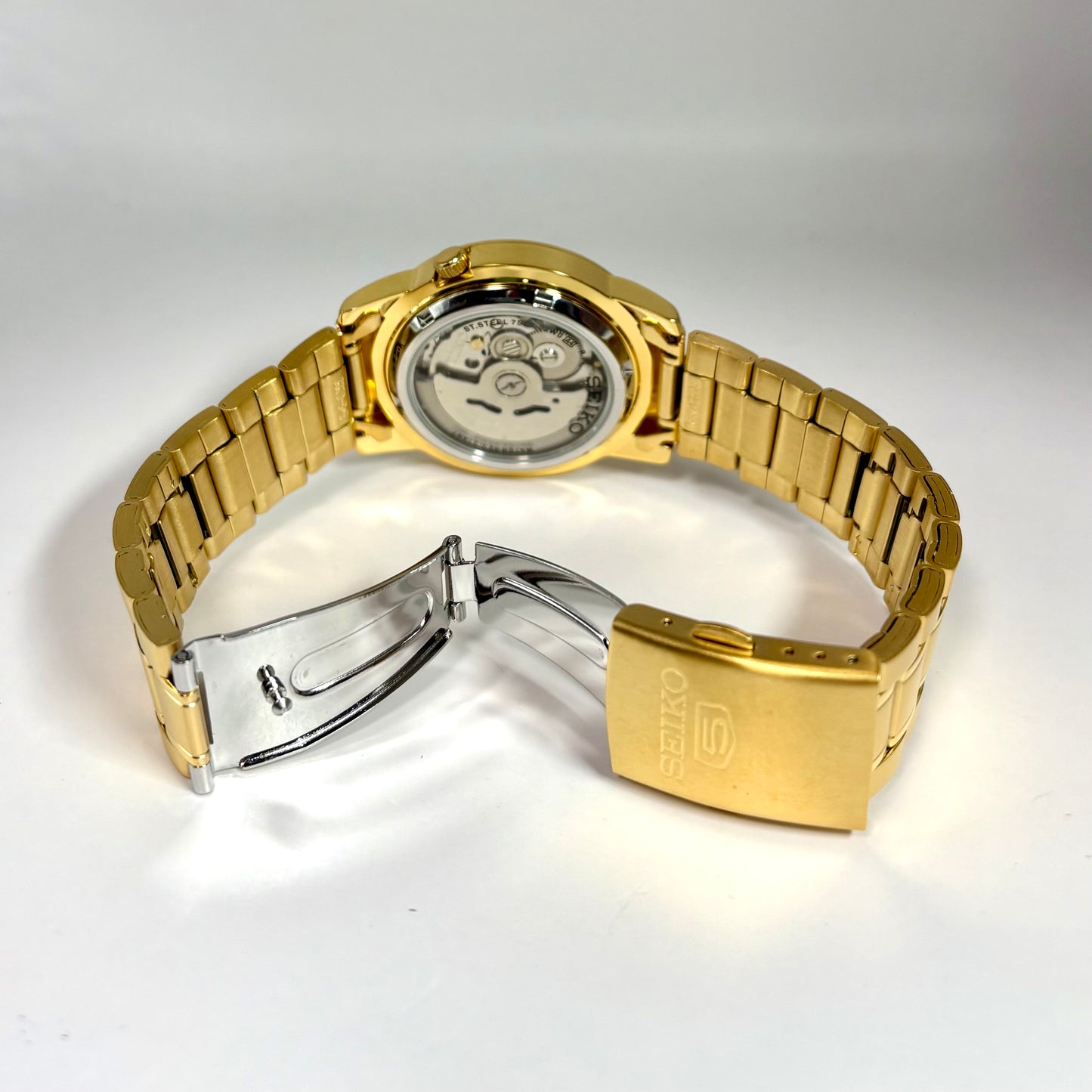 Seiko Men's Watch, Imported from Japan, Seiko 5 Automatic Mechanical Watch with Date and Day Display, Gold, 38mm, SNKK22K1
