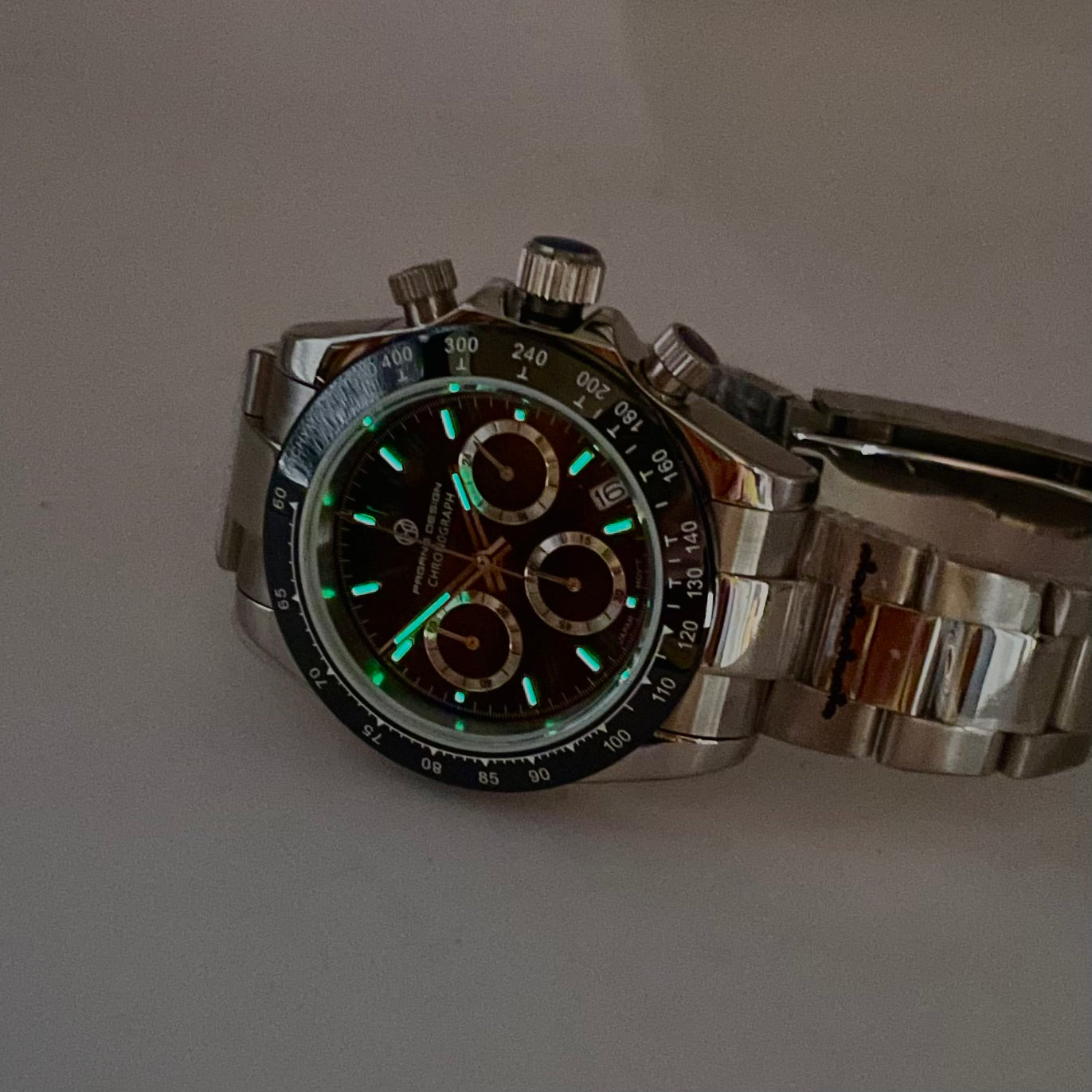 Men's Watch for Men in their 40s and 50s, Homage Chronograph Quartz Movement, with Japanese Instruction Manual, PAGRNE DESIGN PG-1644