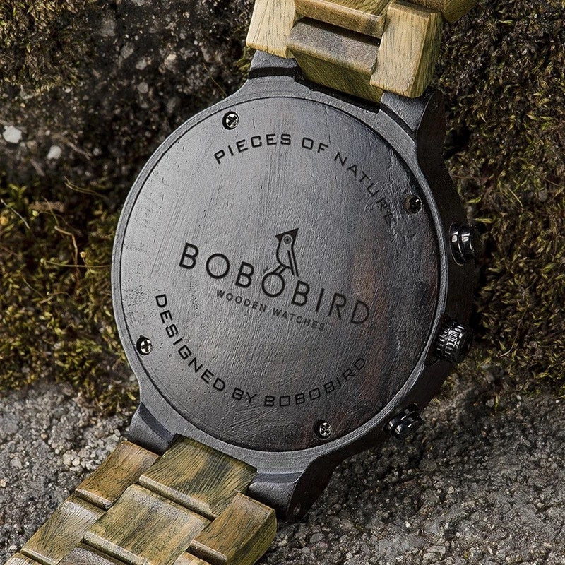 木製腕時計 ウッドウォッチ ミリタリー クロノグラフ メンズ 男性 クォーツ 日付 ボバード BOBO BIRD S22