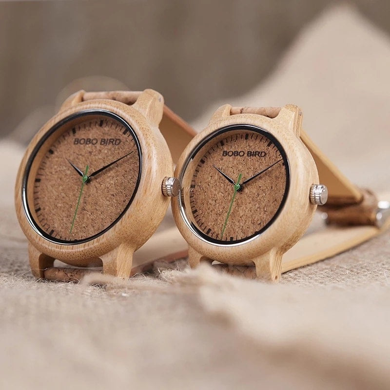 BOBO BIRD Wooden Pair Watches for Couples and Couples, Priced as a Pair, with Cork Box, M11