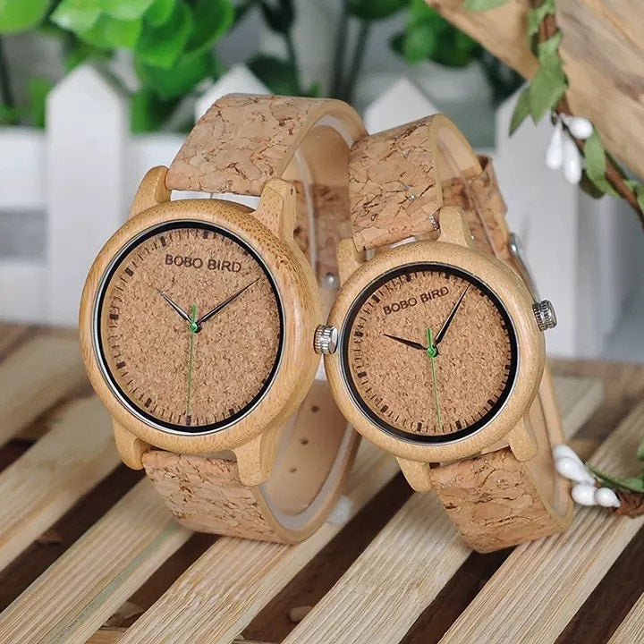 BOBO BIRD Wooden Pair Watches for Couples and Couples, Priced as a Pair, with Cork Box, M11