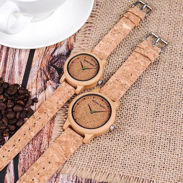 BOBO BIRD Wooden Pair Watches for Couples and Couples, Priced as a Pair, with Cork Box, M11
