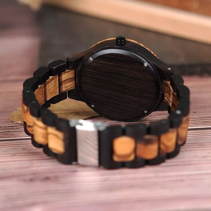 BOBO BIRD D30 Wooden Watch for Men in Their 40s and 50s, Hypoallergenic, Black Dial