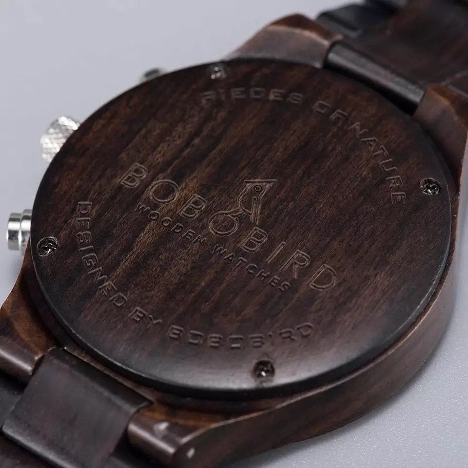 BOBO BIRD GT032 Wooden Watch for Men in their 40s and 50s, Chronograph Quartz Movement with Date Display