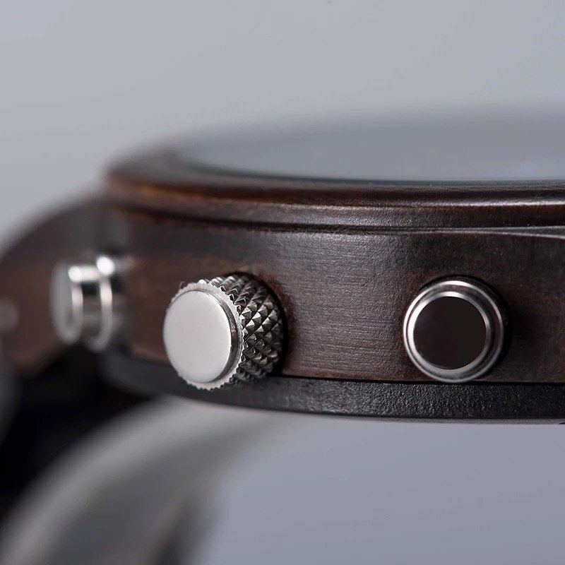 BOBO BIRD GT032 Wooden Watch for Men in their 40s and 50s, Chronograph Quartz Movement with Date Display