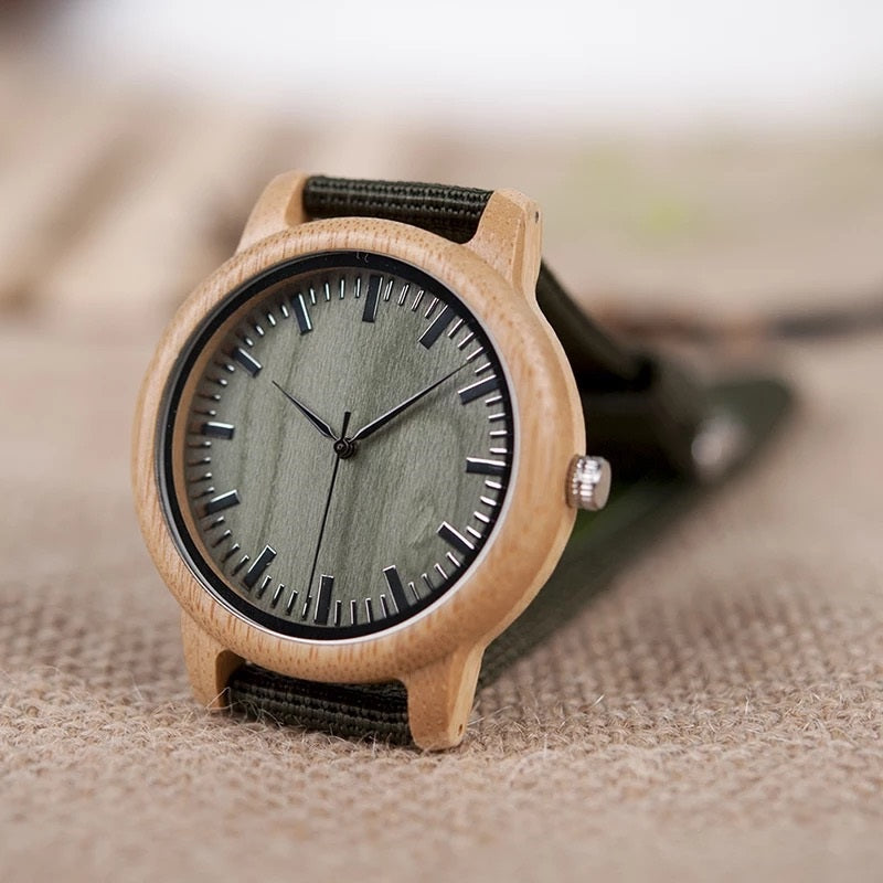 BOBO BIRD D11 Wooden Watch for Men in Their 40s and 50s, Made with Bamboo and Quartz Movement, Hypoallergenic
