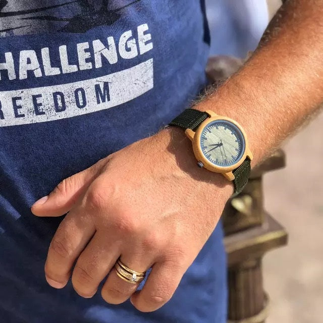 BOBO BIRD D11 Wooden Watch for Men in Their 40s and 50s, Made with Bamboo and Quartz Movement, Hypoallergenic