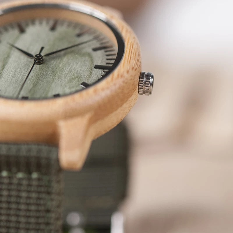 BOBO BIRD D11 Wooden Watch for Men in Their 40s and 50s, Made with Bamboo and Quartz Movement, Hypoallergenic