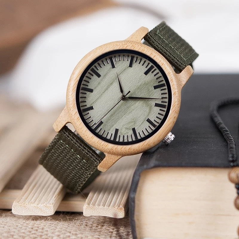 BOBO BIRD D11 Wooden Watch for Men in Their 40s and 50s, Made with Bamboo and Quartz Movement, Hypoallergenic