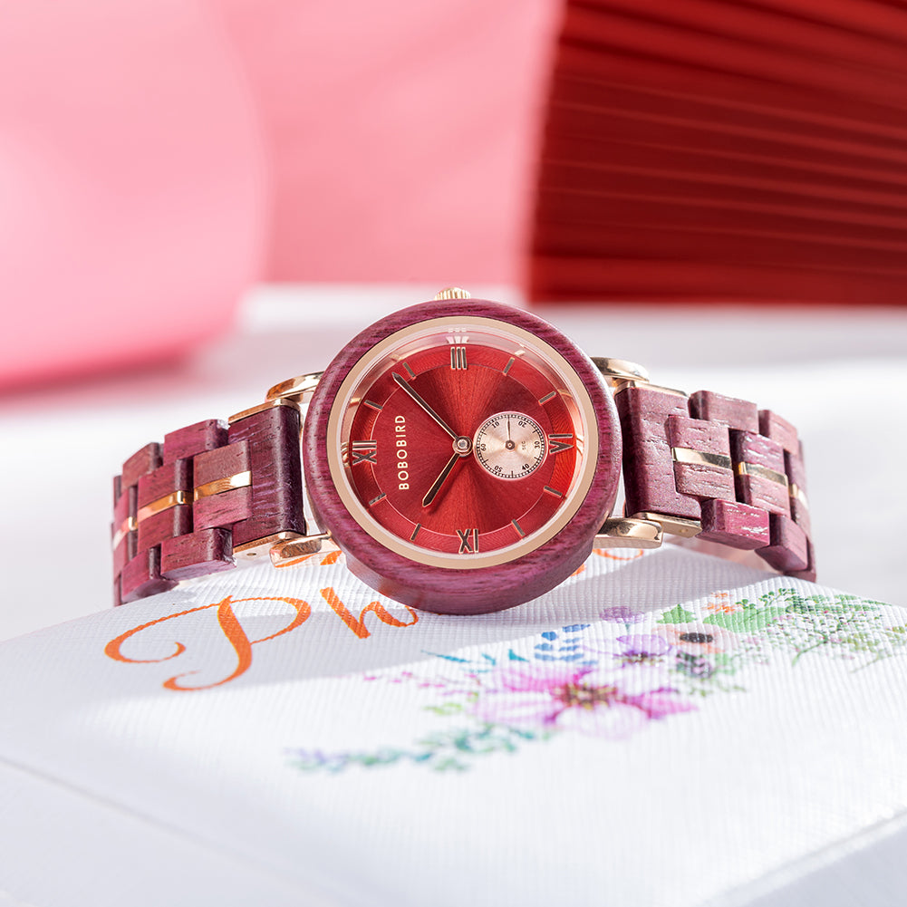 BOBO BIRD GT126 Wooden Watch for Women in Their 20s, 30s, and 40s, Quartz Movement with Small Seconds