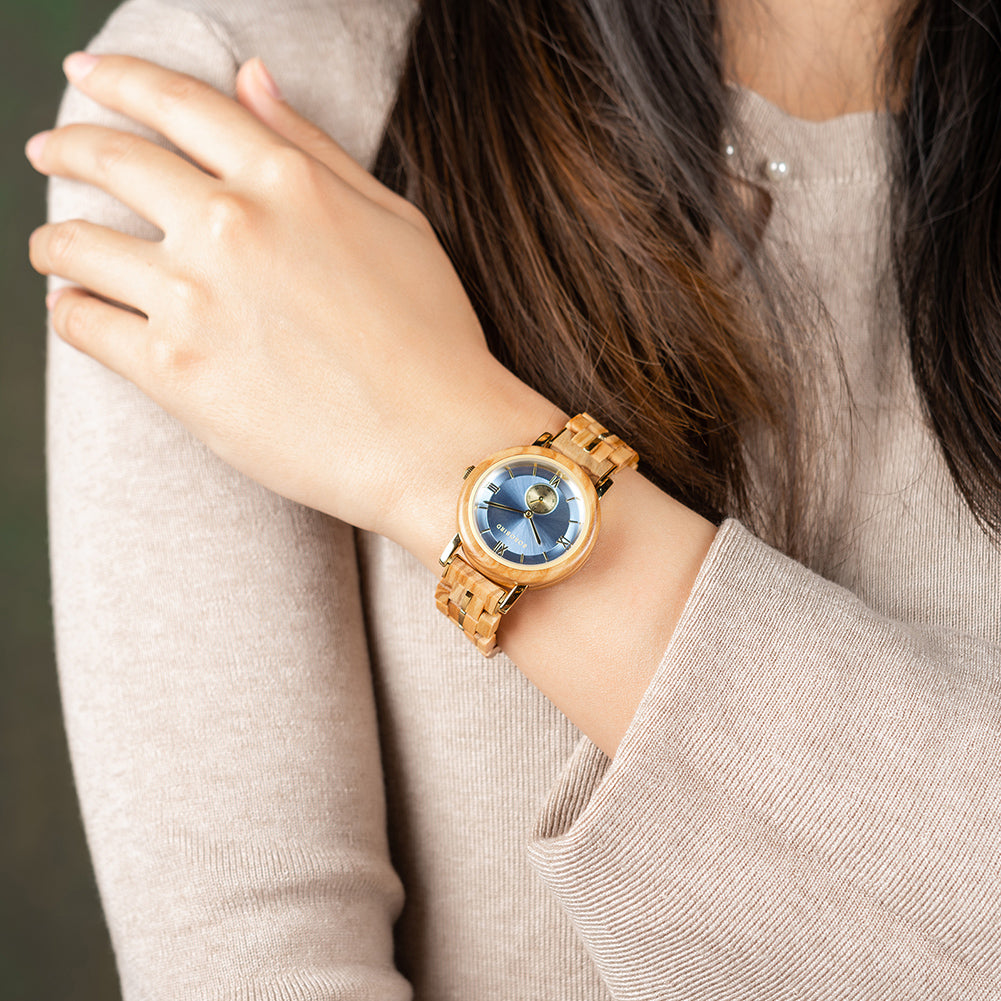 BOBO BIRD GT126 Wooden Watch for Women in Their 20s, 30s, and 40s, Quartz Movement with Small Seconds