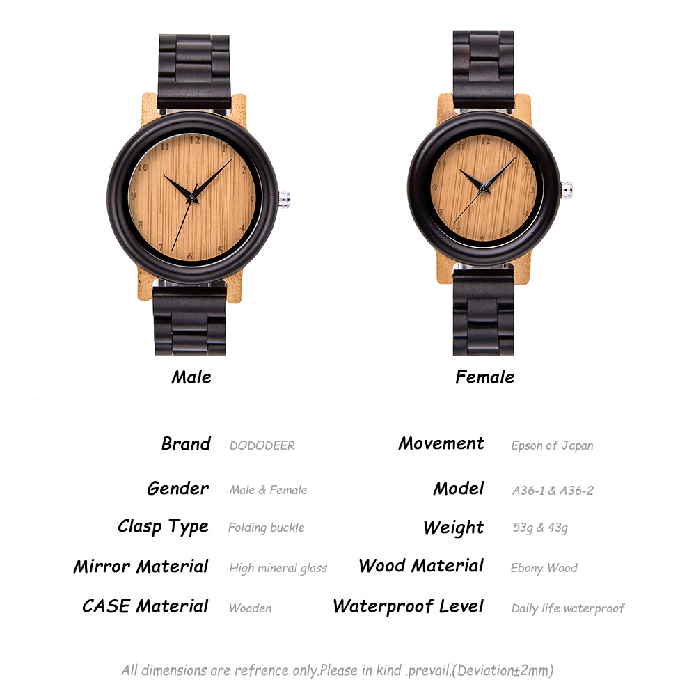 Pair watches for couples and married couples, wooden watches, bamboo, metal allergy-friendly, gift, Silkro