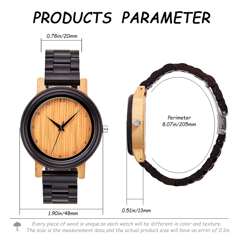 Pair watches for couples and married couples, wooden watches, bamboo, metal allergy-friendly, gift, Silkro