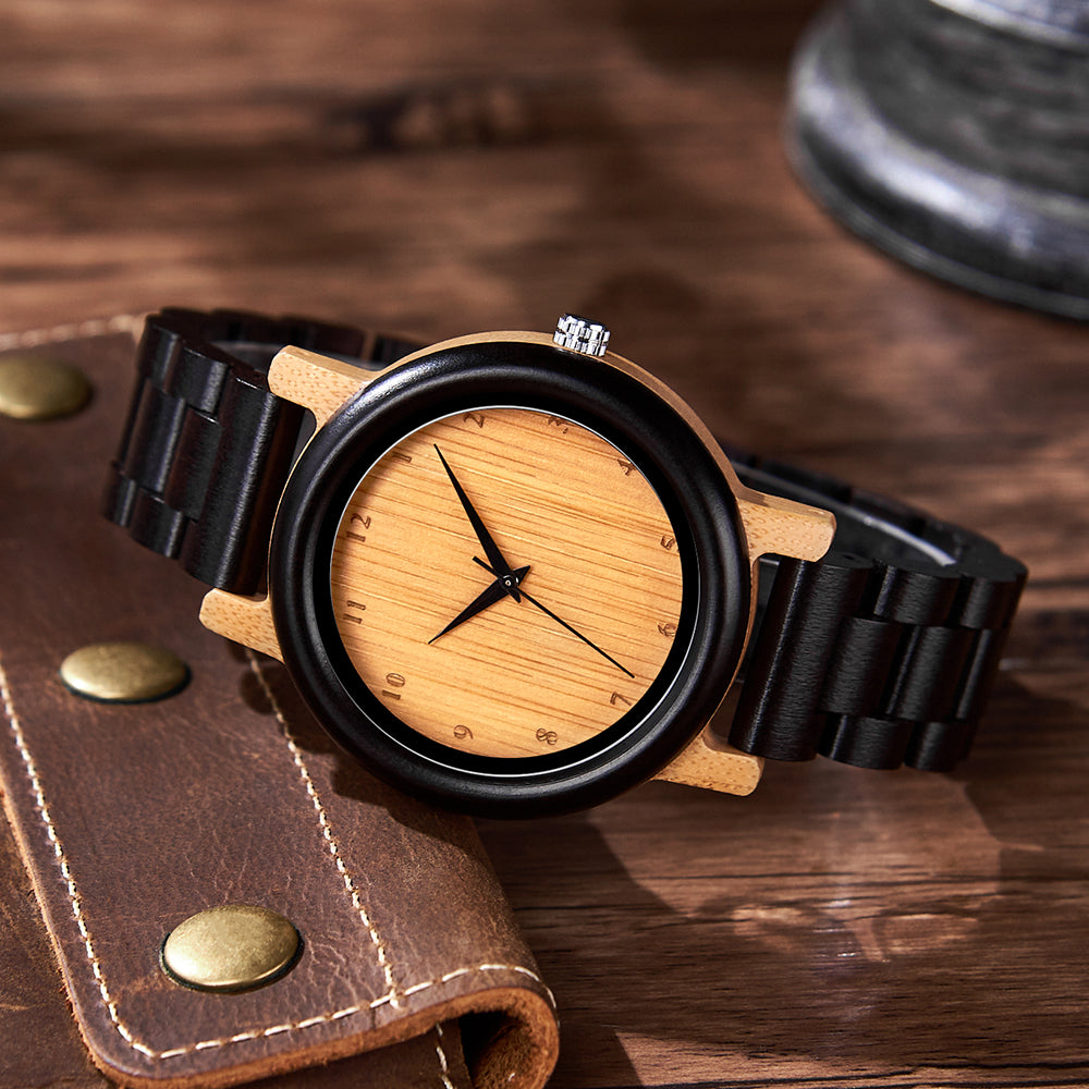 Pair watches for couples and married couples, wooden watches, bamboo, metal allergy-friendly, gift, Silkro