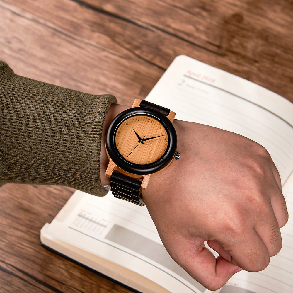 Pair watches for couples and married couples, wooden watches, bamboo, metal allergy-friendly, gift, Silkro