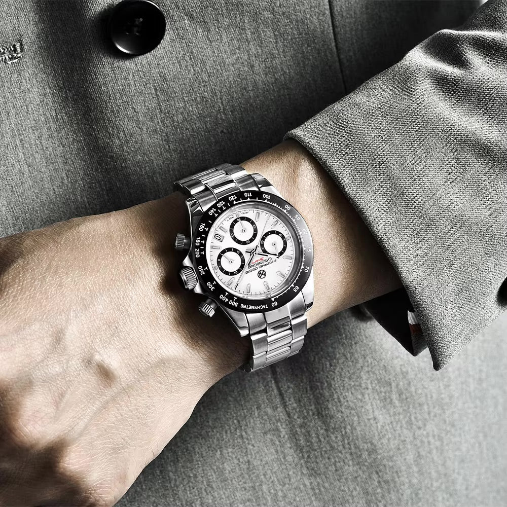 Men's Watch for Men in their 40s and 50s, Homage Chronograph Quartz Movement, with Japanese Instruction Manual, PAGRNE DESIGN PG-1644