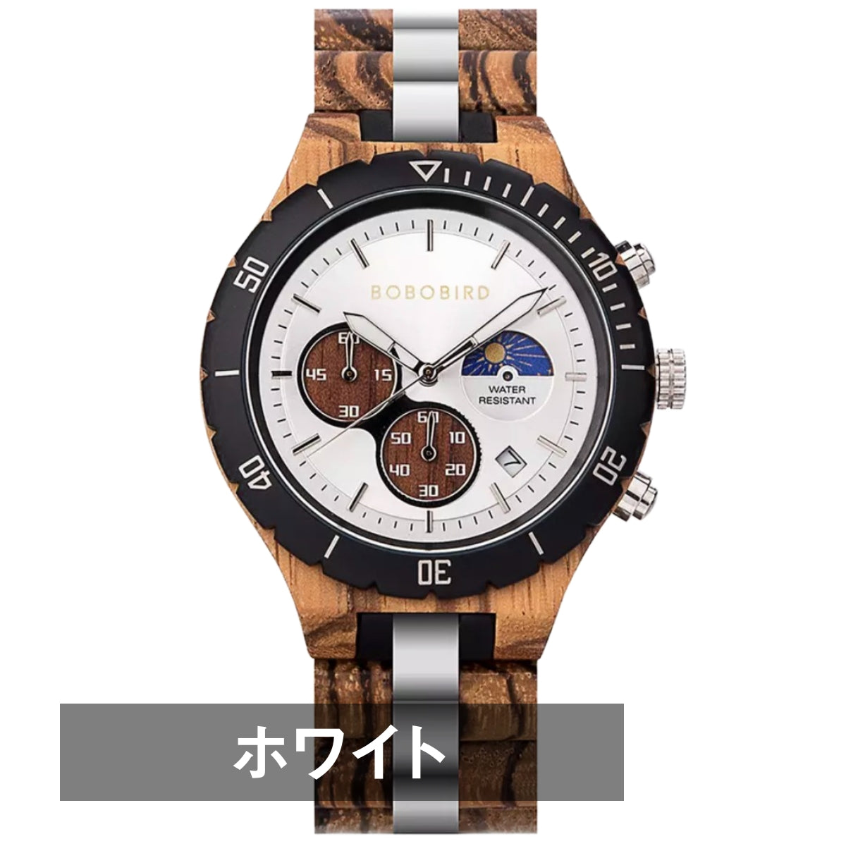 BOBO BIRD Sun and Moon GT-111 Wooden Quartz Chronograph Watch for Men in their 40s and 50s