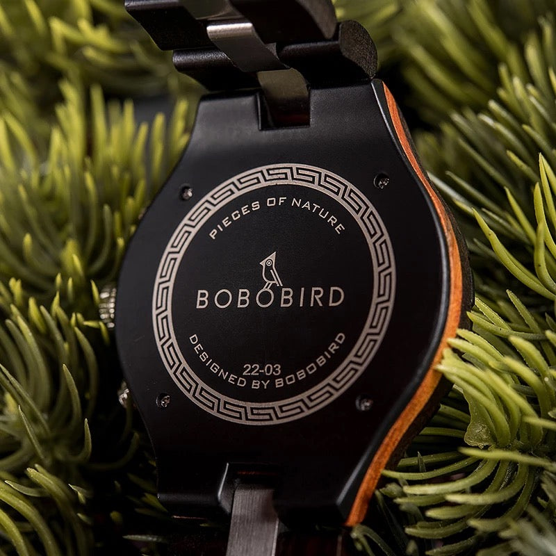 BOBO BIRD Sun and Moon GT-111 Wooden Quartz Chronograph Watch for Men in their 40s and 50s