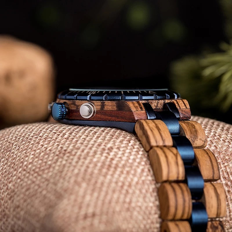 BOBO BIRD Sun and Moon GT-111 Wooden Quartz Chronograph Watch for Men in their 40s and 50s