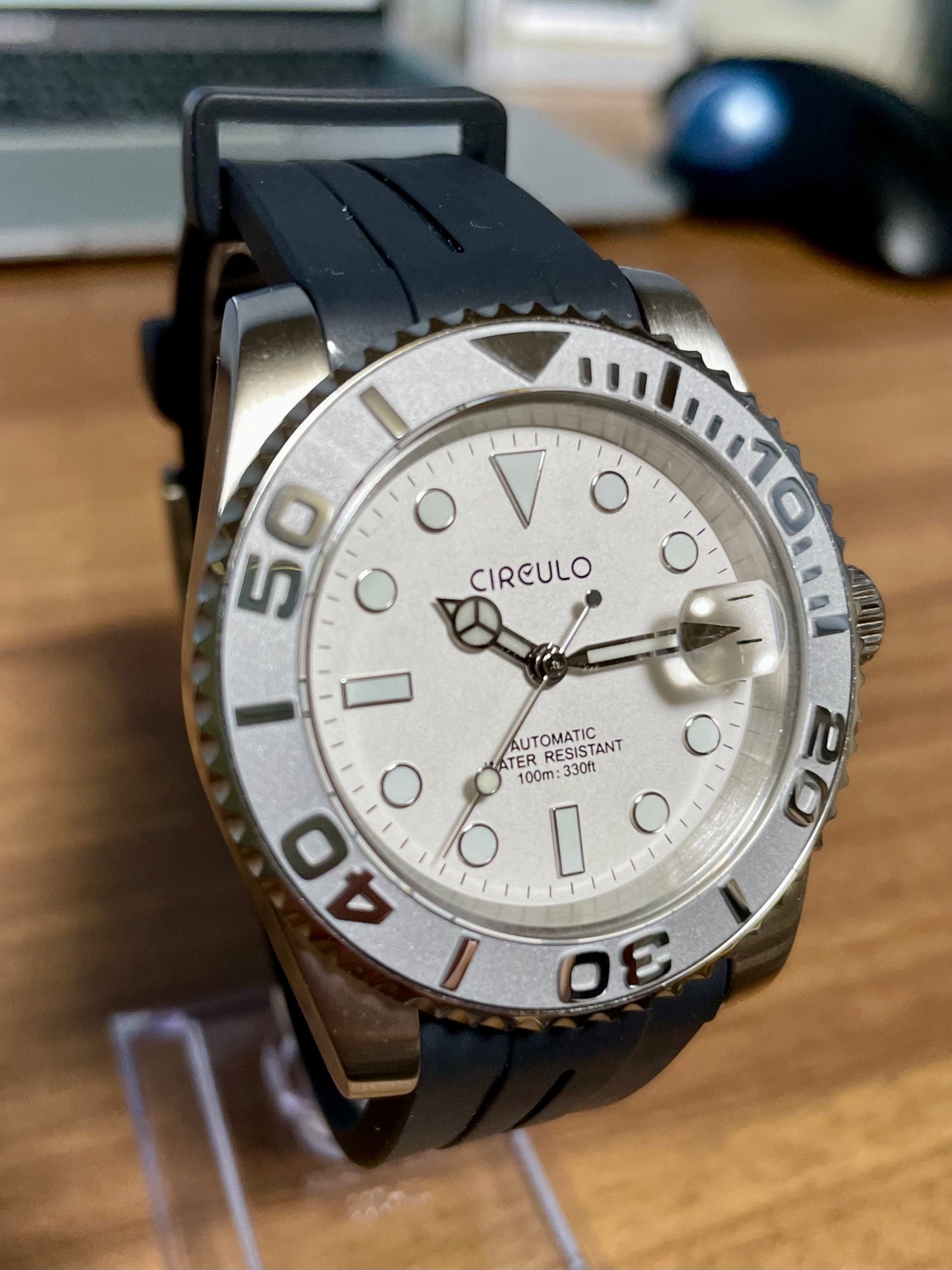Men's Automatic Watch with Manual Winding and Rubber Strap, Perfect Birthday Gift. CIRCULO CI-003.