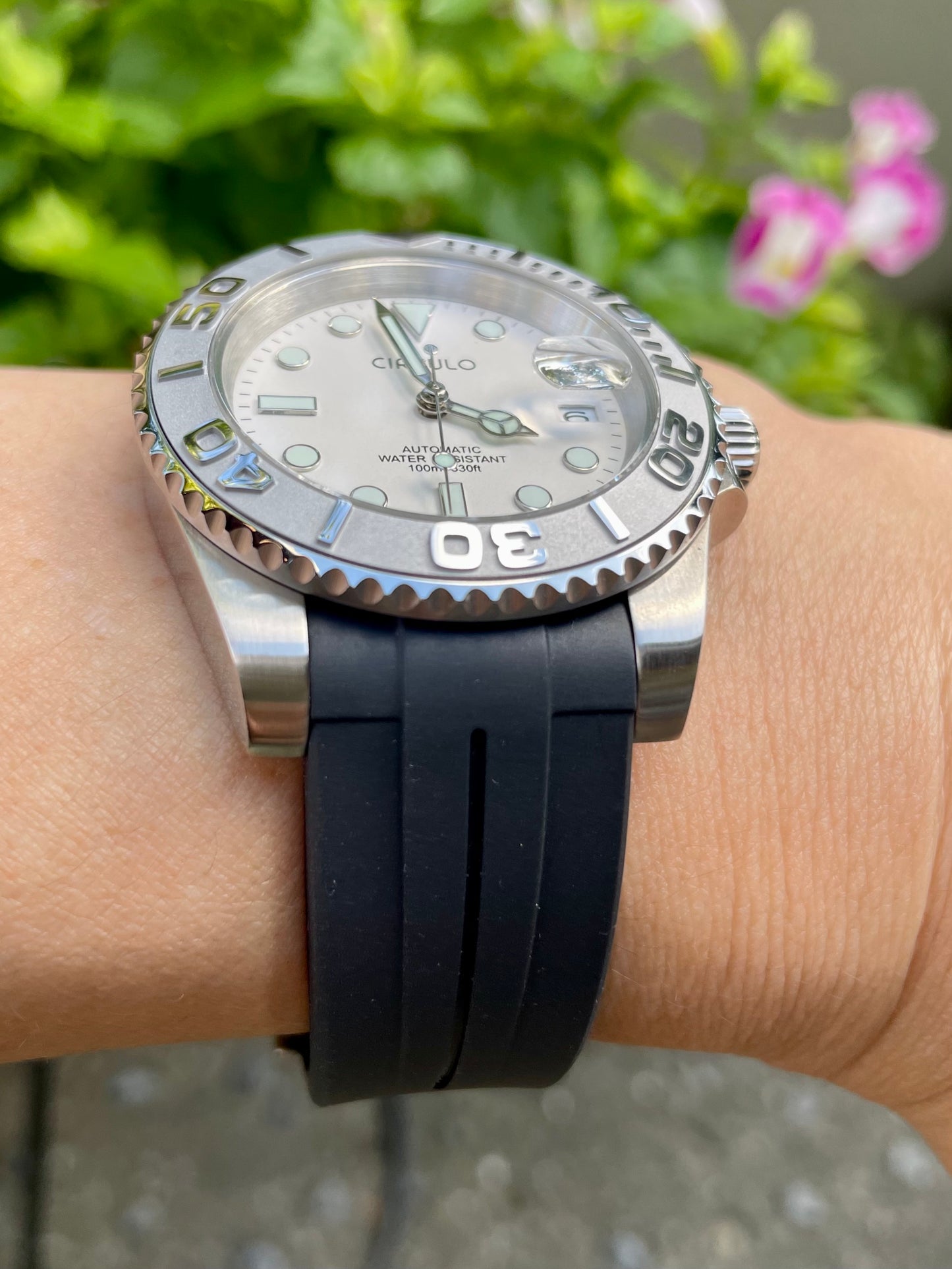 Men's Automatic Watch with Manual Winding and Rubber Strap, Perfect Birthday Gift. CIRCULO CI-003.