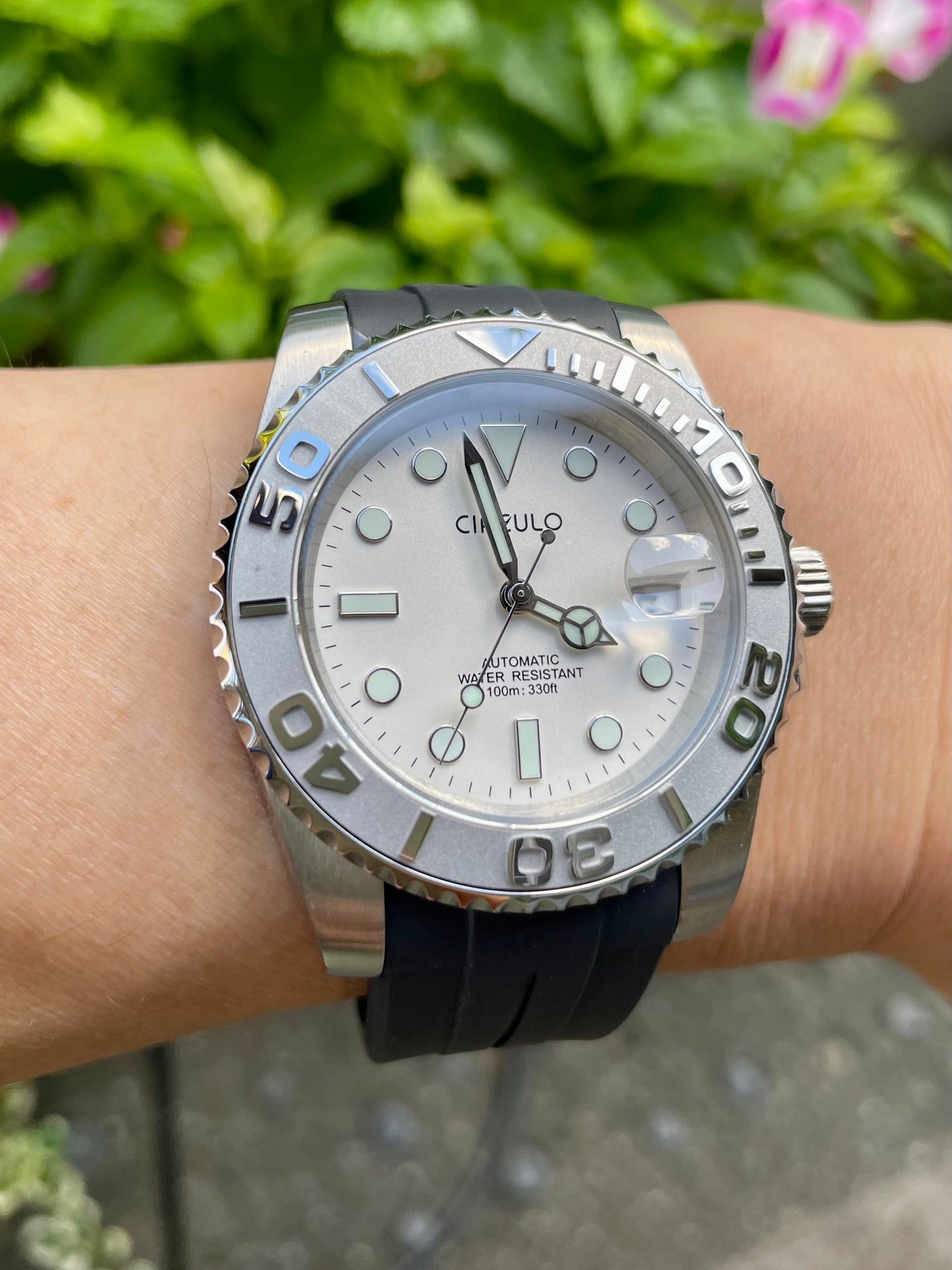 Men's Automatic Watch with Manual Winding and Rubber Strap, Perfect Birthday Gift. CIRCULO CI-003.