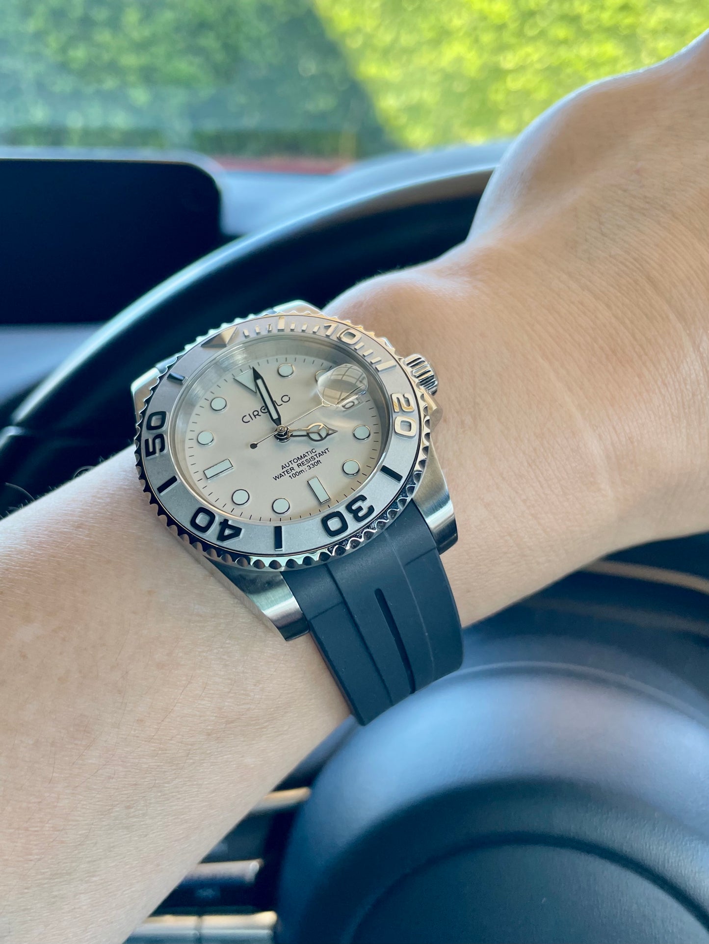 Men's Automatic Watch with Manual Winding and Rubber Strap, Perfect Birthday Gift. CIRCULO CI-003.