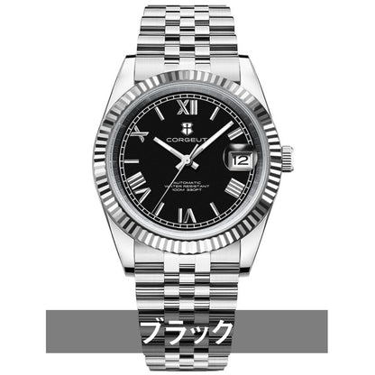 自動巻き腕時計 メンズ 40代 オマージュウォッチ 機械式 手巻き 36mm ローマ数字インデックス 日付 CORGEUT 2029