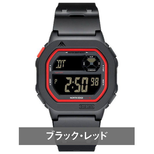 腕時計 メンズ デジタル 防水 クォーツ 軽量 見やすい アラーム オートカレンダー ストップウォッチ NORTH EDGE X1