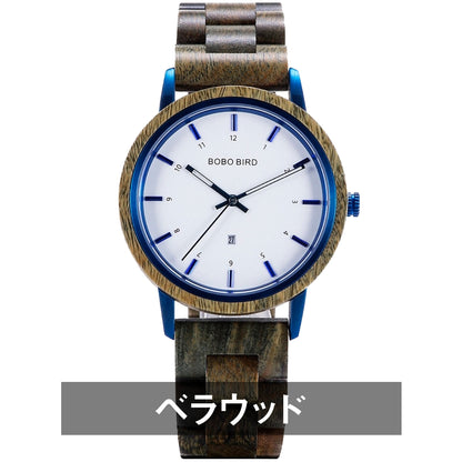 木製腕時計 メンズ レディース ウッドウォッチ 文字盤大きい クォーツ ユニセックス ボボバード BOBO BIRD GT022