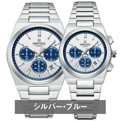 ペアウォッチ カップル 夫婦 クォーツ クロノグラフ ペア価格 日付 プレゼント ギフト NAVIFORCE NF8048