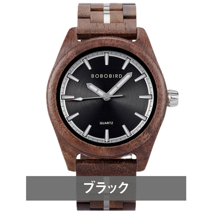 木製腕時計 ウッドウォッチ メンズ 40代 50代 クォーツ ブラック ブルー ゴールド ボボバード BOBO BIRD GT164