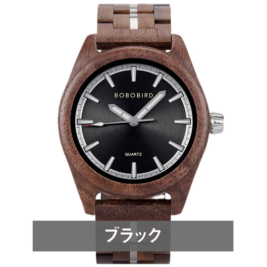 木製腕時計 ウッドウォッチ メンズ 40代 50代 クォーツ ブラック ブルー ゴールド ボボバード BOBO BIRD GT164