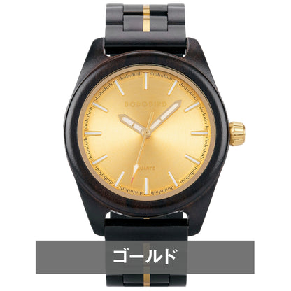木製腕時計 ウッドウォッチ メンズ 40代 50代 クォーツ ブラック ブルー ゴールド ボボバード BOBO BIRD GT164