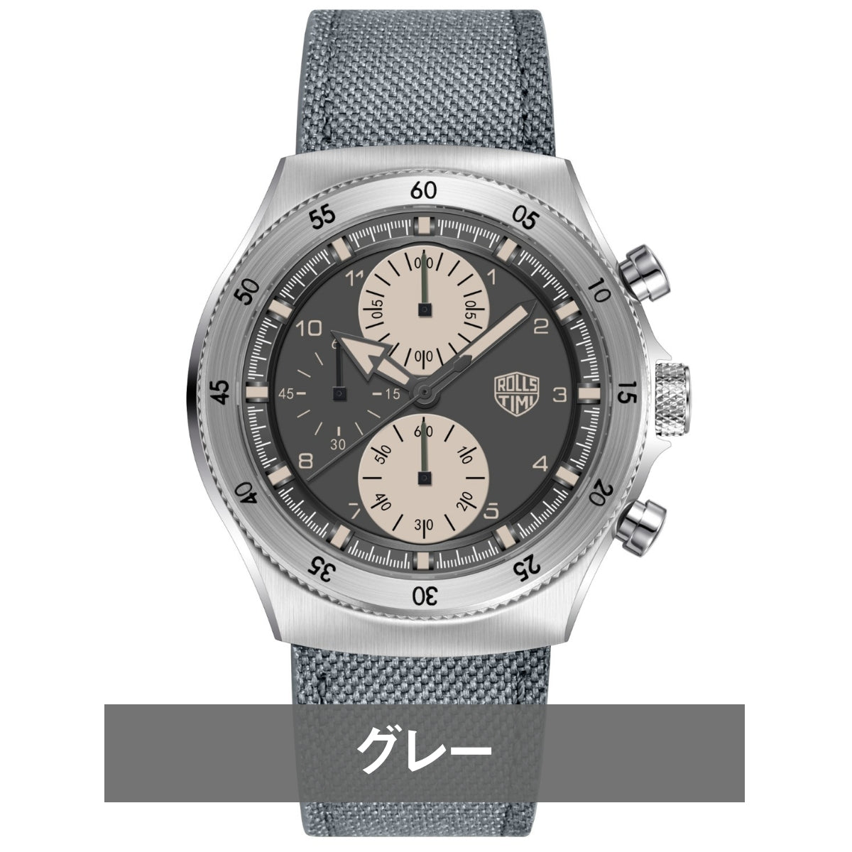 腕時計 メンズ 40代 50代 クロノグラフ クォーツ ナイロンベルト 革 回転ベゼル 5気圧防水 Rolls Timi RT-7932
