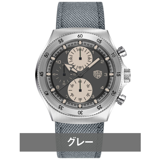 腕時計 メンズ 40代 50代 クロノグラフ クォーツ ナイロンベルト 革 回転ベゼル 5気圧防水 Rolls Timi RT-7932