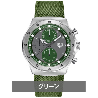 腕時計 メンズ 40代 50代 クロノグラフ クォーツ ナイロンベルト 革 回転ベゼル 5気圧防水 Rolls Timi RT-7932