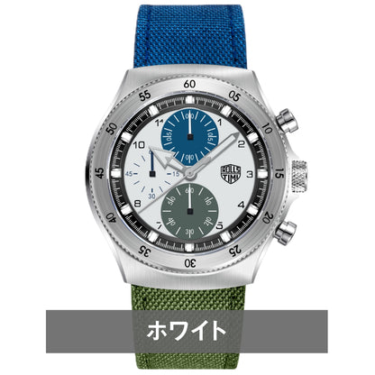 腕時計 メンズ 40代 50代 クロノグラフ クォーツ ナイロンベルト 革 回転ベゼル 5気圧防水 Rolls Timi RT-7932