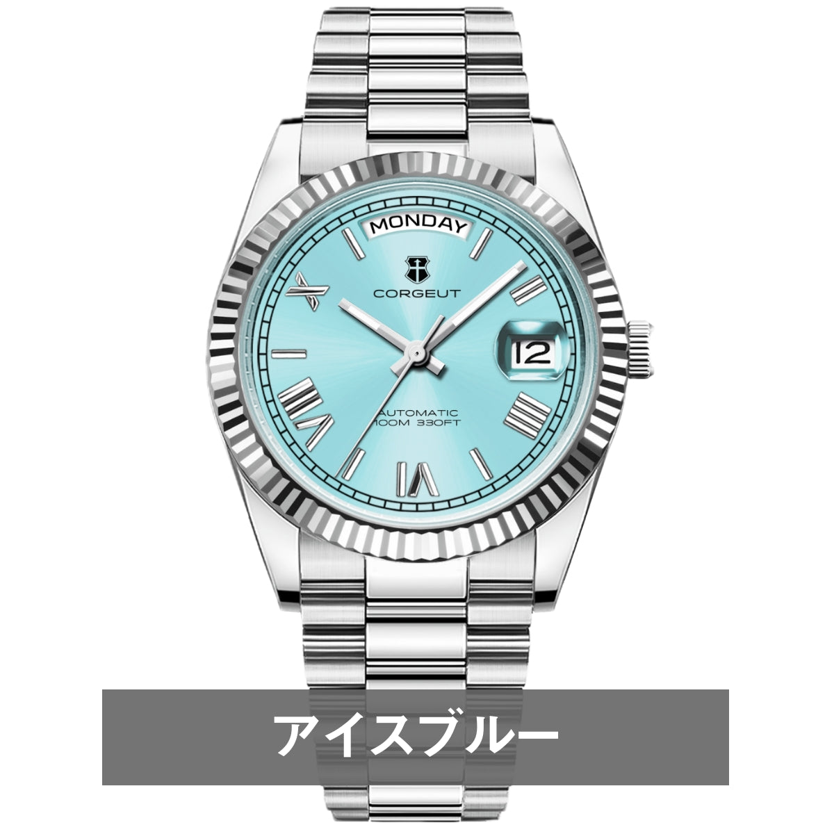 腕時計 メンズ 機械式 自動巻き 40代 50代 オマージュウォッチ デイデイト 手巻き 36mm 日付 曜日 CORGEUT 6002