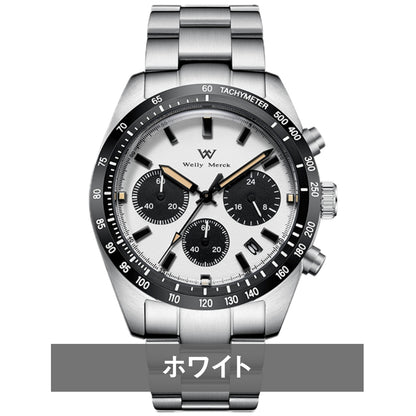腕時計 メンズ 40代 50代 クロノグラフ オマージュウォッチ クォーツ オールブラック 39mm WELLY MERCK WM176