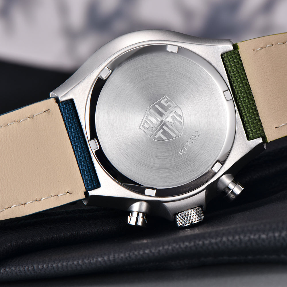 腕時計 メンズ 40代 50代 クロノグラフ クォーツ ナイロンベルト 革 回転ベゼル 5気圧防水 Rolls Timi RT-7932