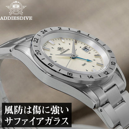 腕時計 メンズ 40代 50代 GMT 防水 クォーツ スイス製ムーブメント オマージュウォッチ カレンダー 38mm ADDIESDIVE AD2063