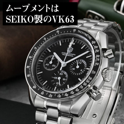 腕時計 メンズ 40代 50代 クロノグラフ オマージュウォッチ クォーツ メカクォーツ 40mm WATCHDIVES WD1860
