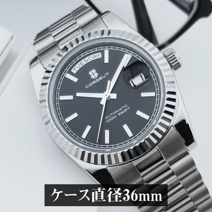 自動巻き腕時計 メンズ 40代 50代 オマージュウォッチ デイデイト 機械式 手巻き 36mm アイスブルー CORGEUT 2029