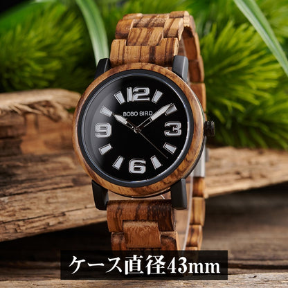 木製腕時計 ウッドウォッチ メンズ 40代 50代 クォーツ 軽量 43mm ボボバード BOBO BIRD GT168